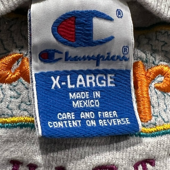 Vintage Champion Gray Stitched Logo Pullover Crewneck Classic 1990s Sweatshirt - Picture 4 of 4